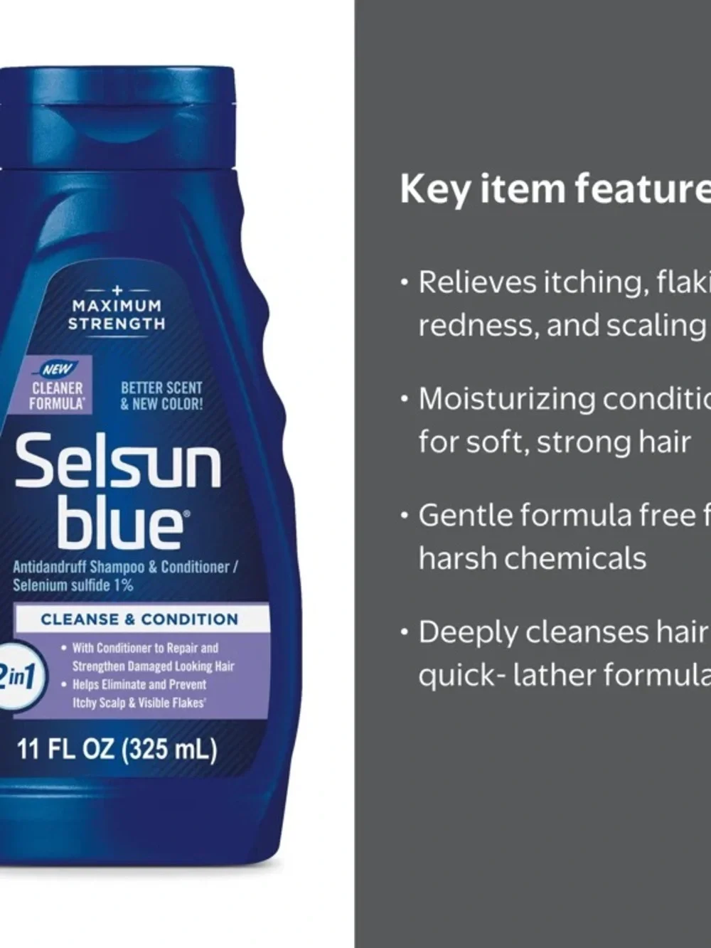 Selsun Blue 2-in-1 Max Strength Antidandruff Shampoo & Conditioner NWT 11fl oz
